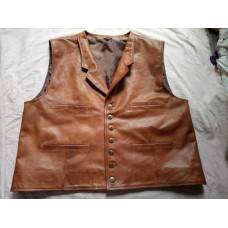 The Cowboys John Wayne Distressed Real Leather Vest (All Sizes)